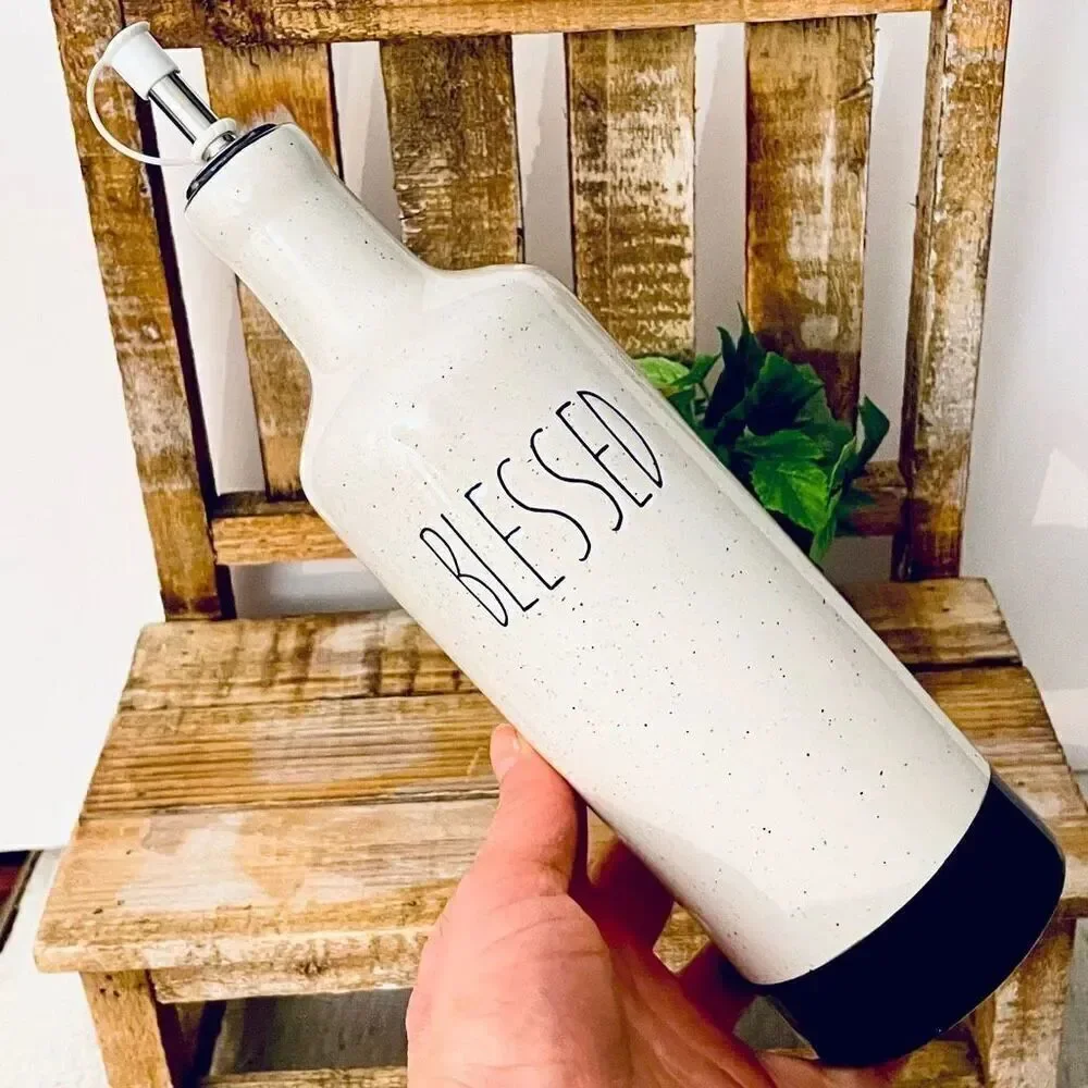 NWT Gorgeous Off White BLESSED oil or Vinegar Tall Big Off white Speckled Bottle